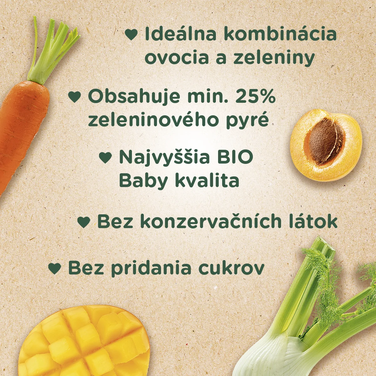 SUNAR BIO SMICHACEK mango, marhuľa, mrkva, fenykel 1×100 g, ovocný príkrm