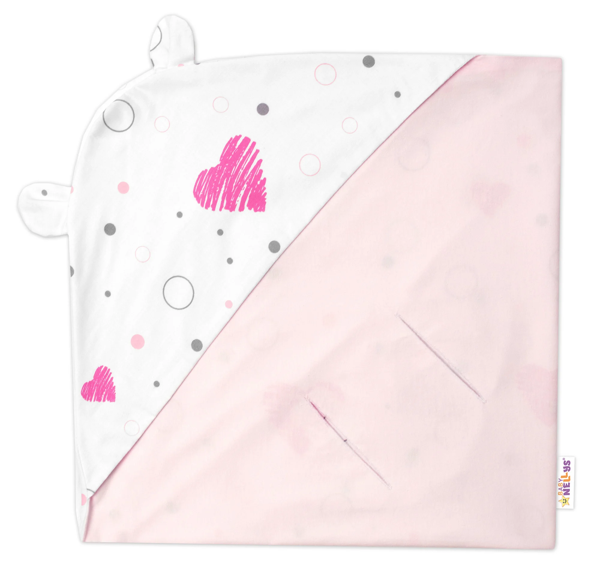 Zavinovacia deka s kapucňou, bavlna + jersey, I love Girl, ružová