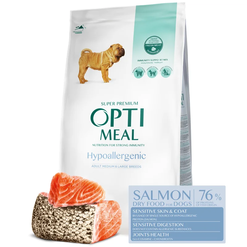 OPTIMEAL™ Hypoalergénne, pre dospelých psov stredných a veľkých plemien – losos 20 kg (5949)
