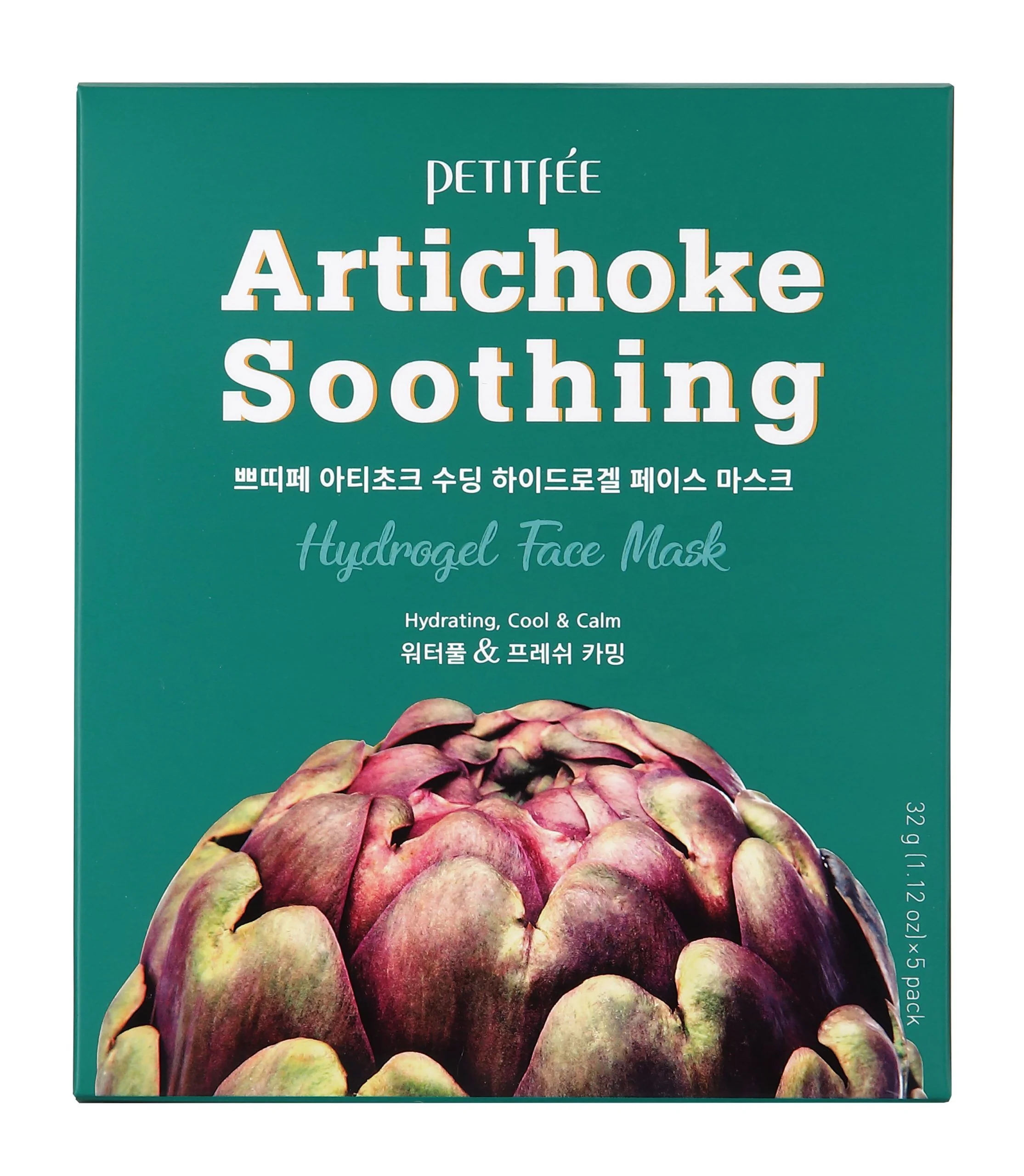 Petitfee & Koelf Artichoke Soothing Hydrogel Face Mask 32 g * 5 sheets 1×5 ks, hydrogélová pleťová maska