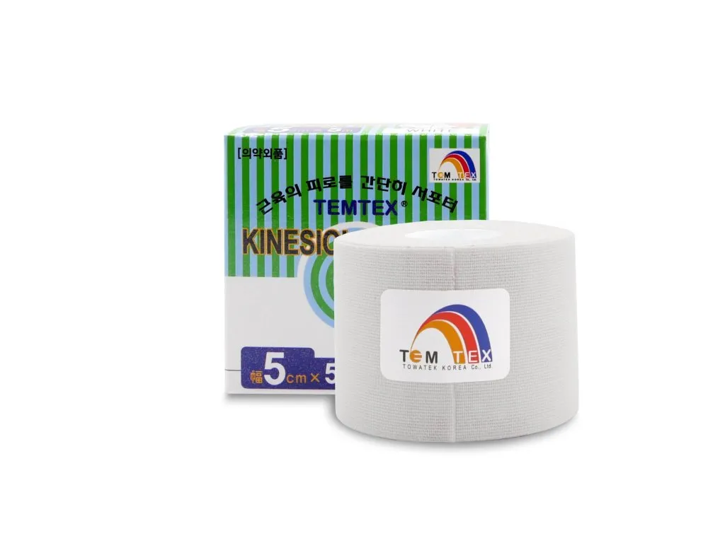 Temtex kinesio tape Classic, biela tejpovacia páska 5cm x 5m 1×1 ks, tejpovacia páska