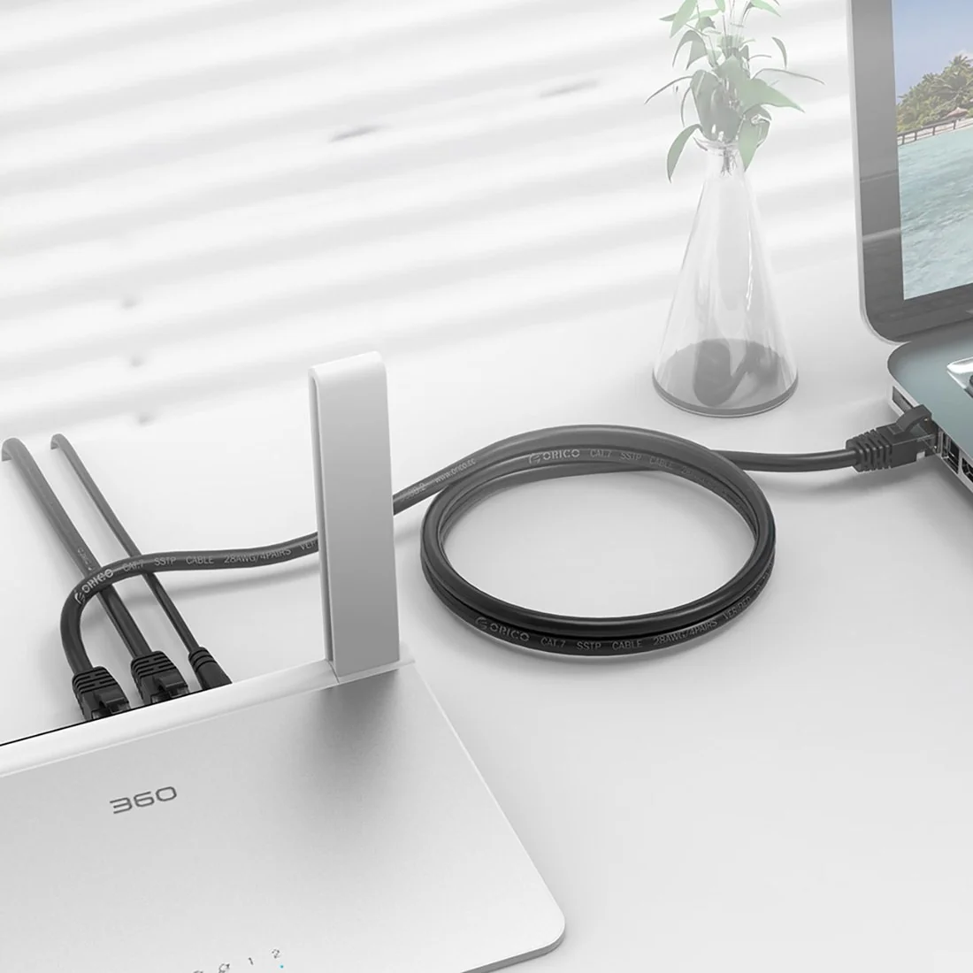 Orico PUG-C6 sieťový kábel LAN CAT6 RJ45 10m, čierny
