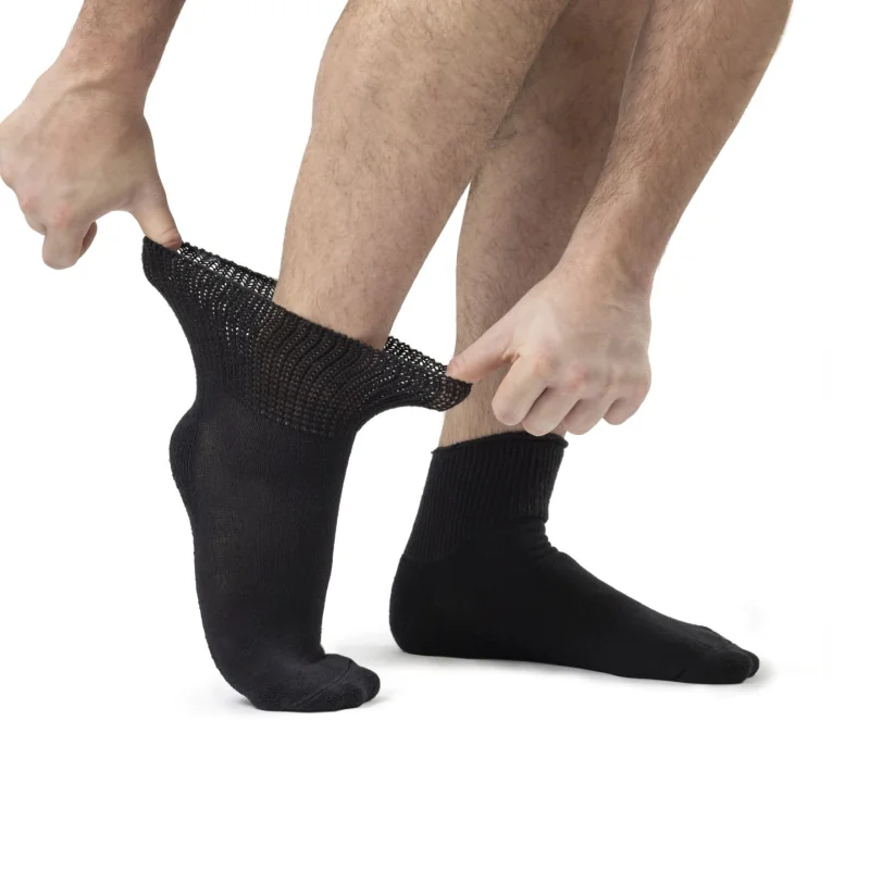 IOMI 3 páry ANKLE Diabetik ponožky zvýšený zdravotný lem Čierne Veľkosť ponožky 43-45