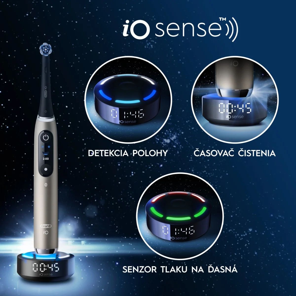 Oral-B iO10 elektrická zubná kefka Lunar Gold, 1 kefková hlava + 1 nabíjacie cestovné puzdro 1 set