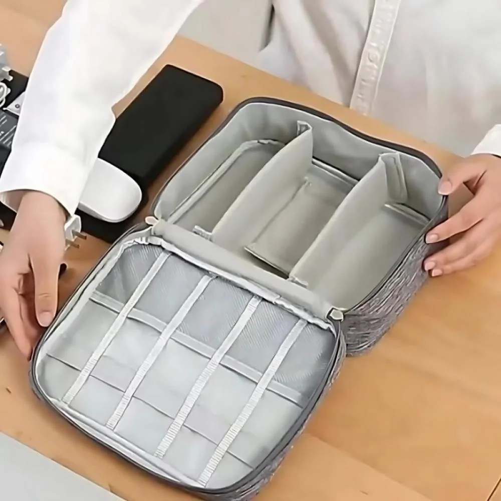 Organizér na káble a nabíjačky 1 zips, modrá