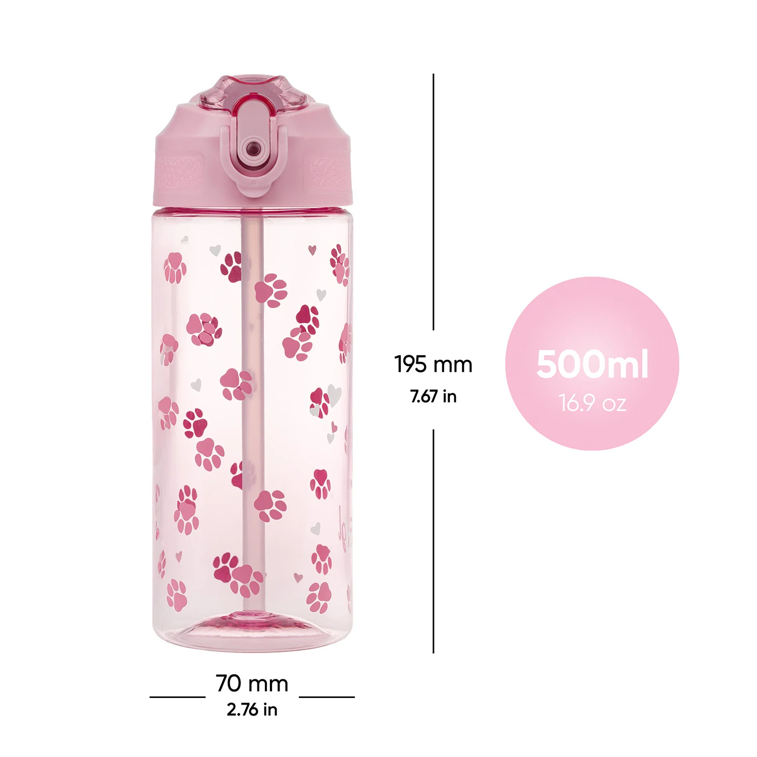 Baagl tritanová fľaša so slamkou Labky 500 ml