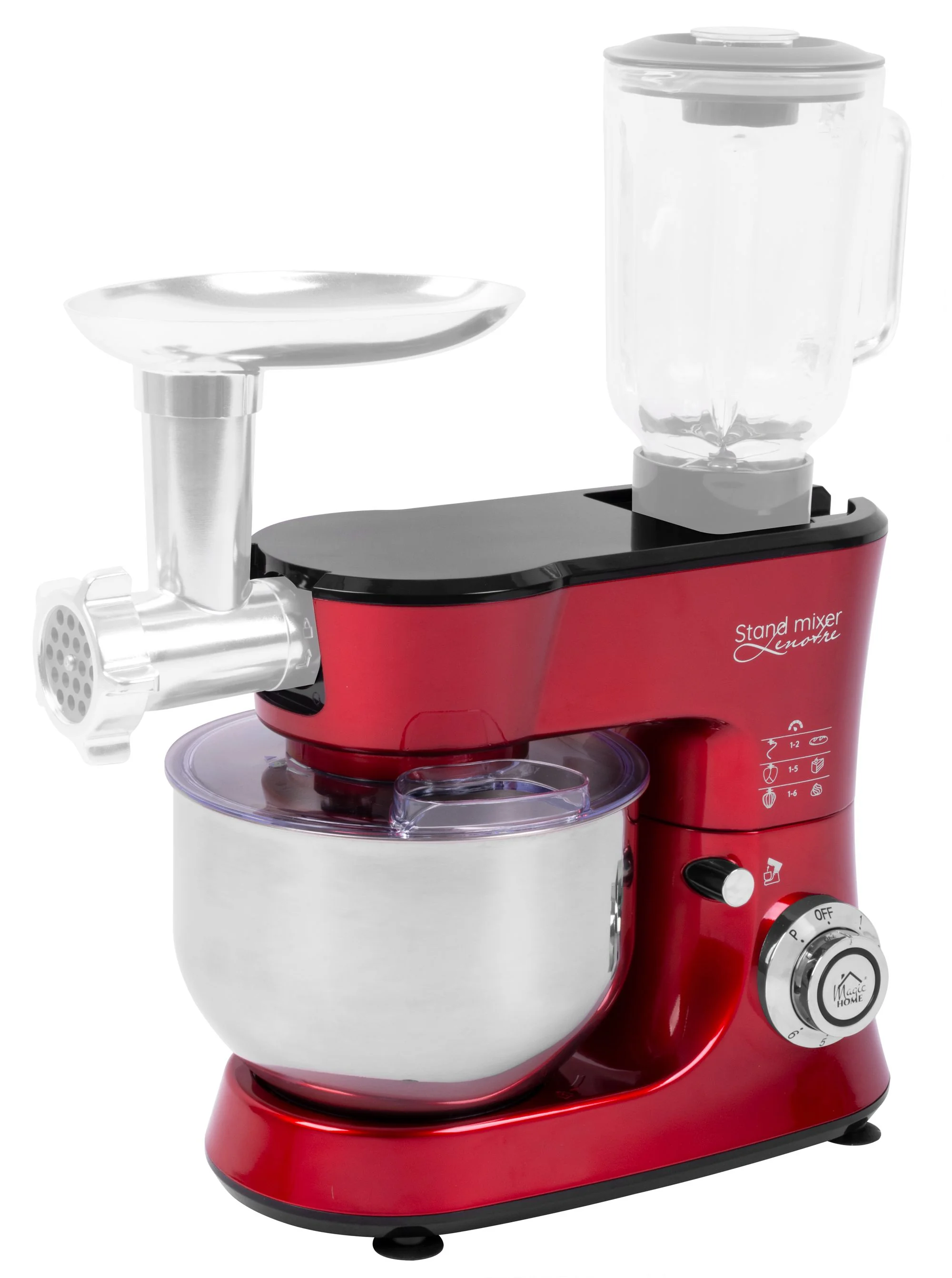 MagicHome kuchynský robot Lenotre, 1 ks 1000 W, 230 V, 3v1, červeno-čierny