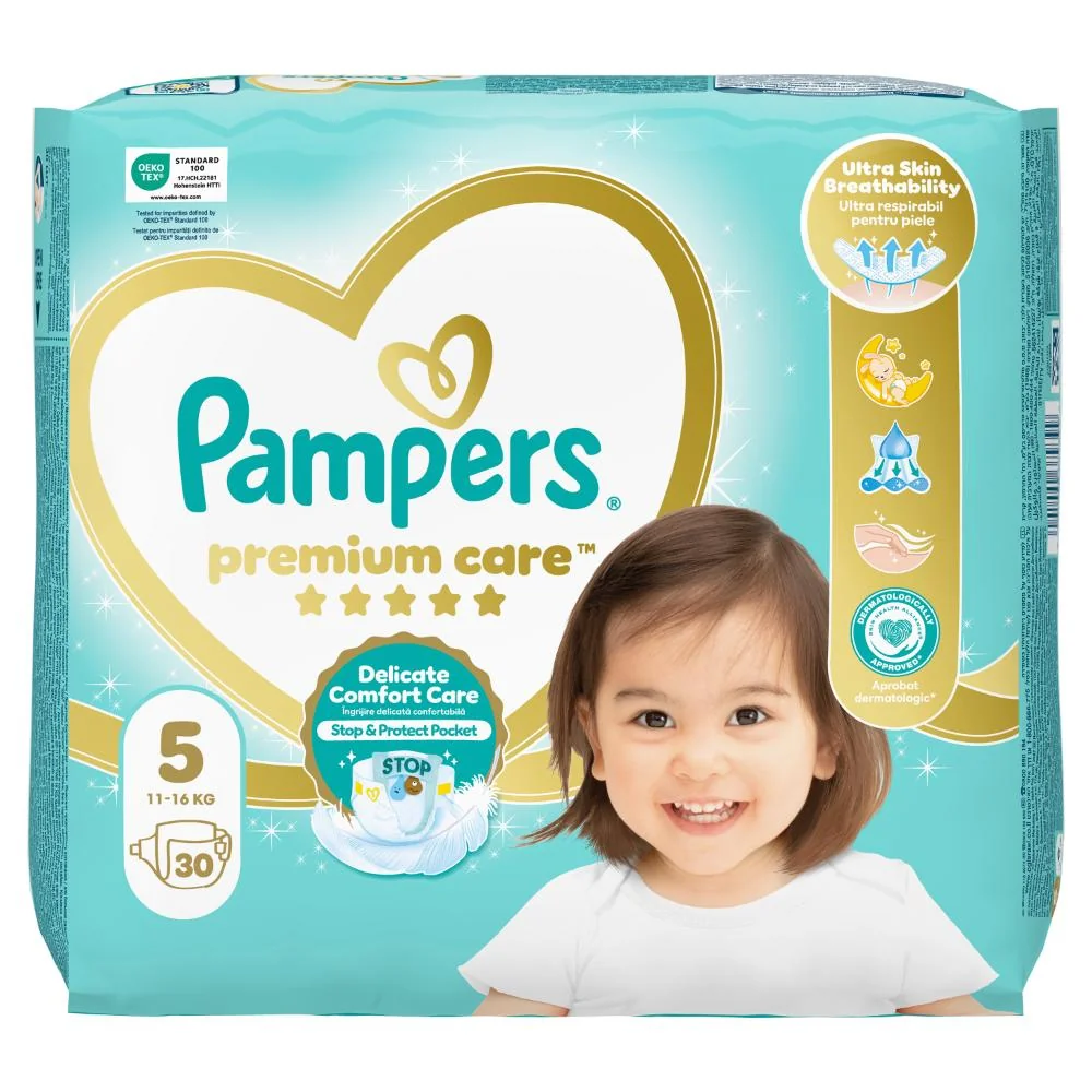 Pampers Premium Care detské plienky, veľkosť 5, 11kg-16kg 30 ks