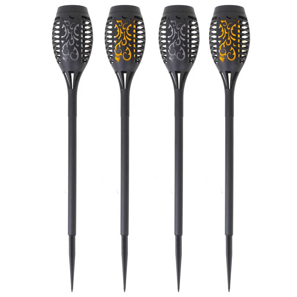 Solárne záhradné lampy 4 ks – LED baterky 12 LED, osvetlenie chodníkov a altánkov