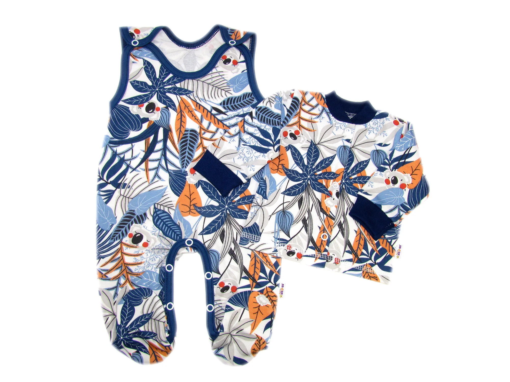 Baby Nellys 2-dielna sada, bavlnené dupačky s košieľkou Jungle, veľ. 62 