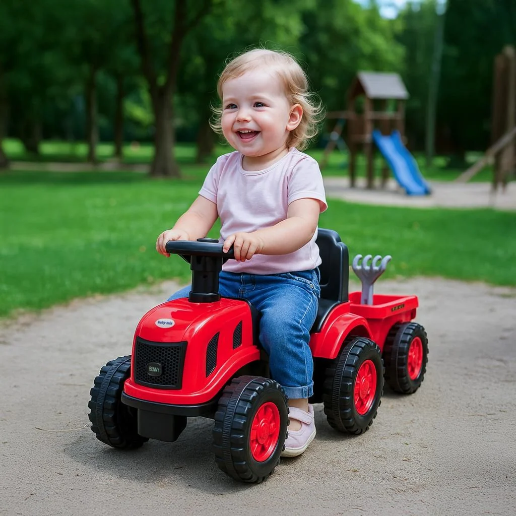 Detské odrážadlo traktor s vlečkou a náradim Baby Mix Benny