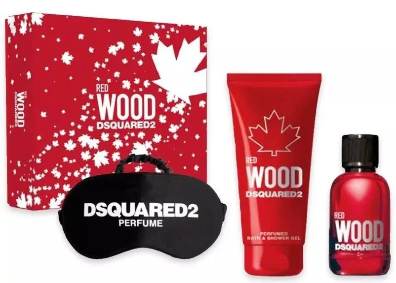 DSQUARED RED WOOD toaletná voda 50ML + sprchový gél 100ML + maska na oči 1×1ks,pánska kozmetická sada s maskou na oči
