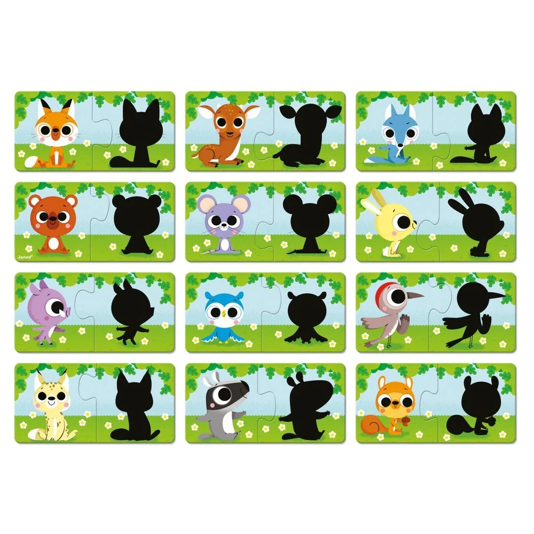 Janod Duonimo Puzzle Nájdi tiene zvieratká 24 ks