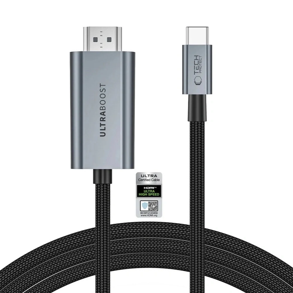 Tech-Protect Ultraboost kábel USB-C / HDMI 2.1 8K 2m, šedý