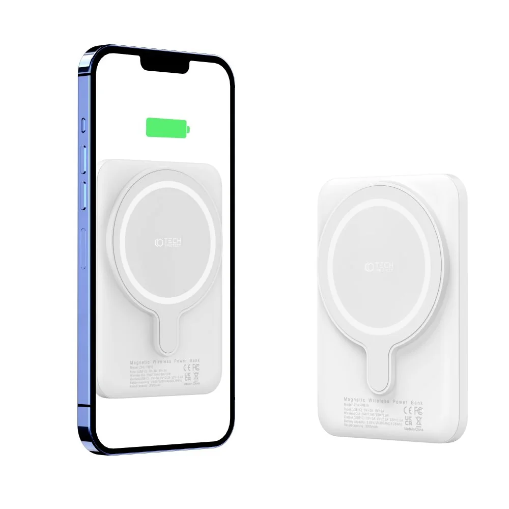 Tech-Protect PB10 MagSafe Power Bank 5000mAh, biely