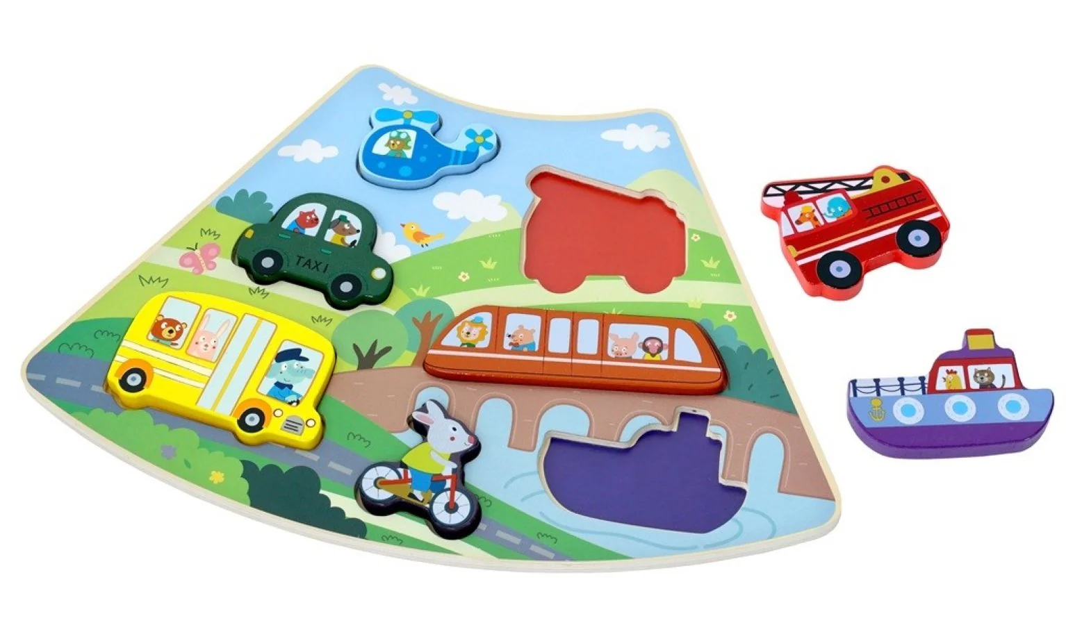 2Kids Toys Drevené puzzle Dopravné prostriedky prepojiteľné