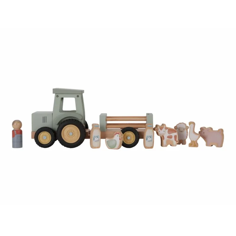 Traktor s prívesom drevený Farma