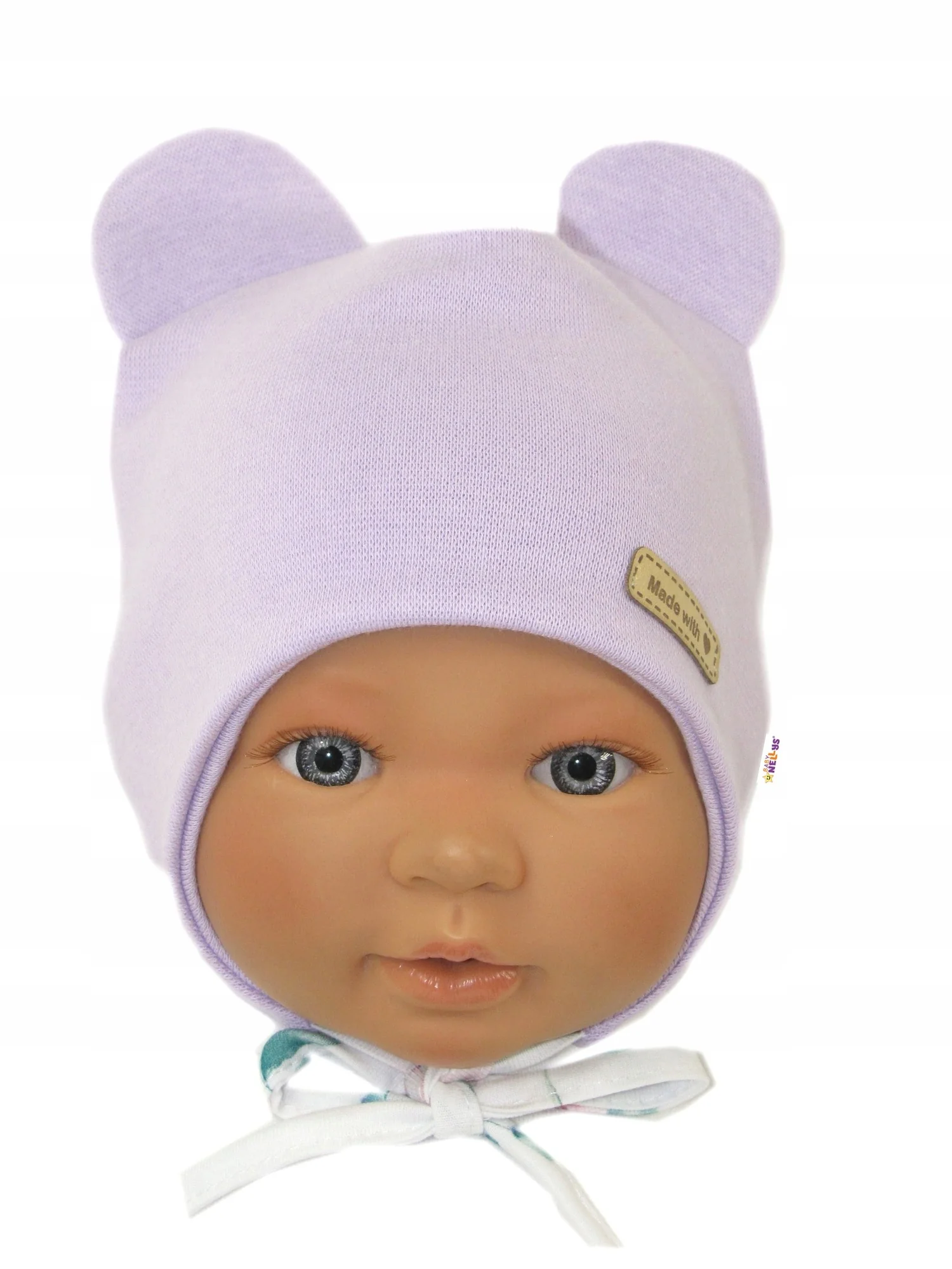 Čiapočka na zaväzovanie, bavlna, Little Teddy, Baby Nellys, liliová, veľ. 86/92