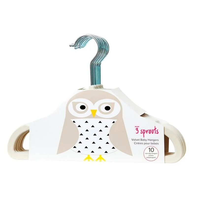 3 SPROUTS - Vešiaky 10 ks Owl Beige
