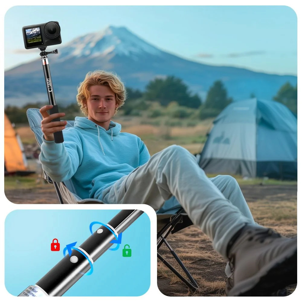 Tech-Protect GA100 selfie tyč pre športové kamery GoPro / DJI, čierna