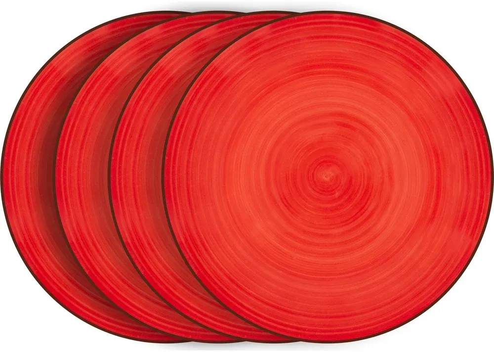 Lamart Set červených plytkých tanierov 4ks HAPPY LT9053