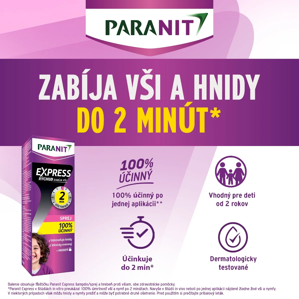 PARANIT EXPRESS SPREJ + hrebeň 1×95 ml, prípravok proti všiam