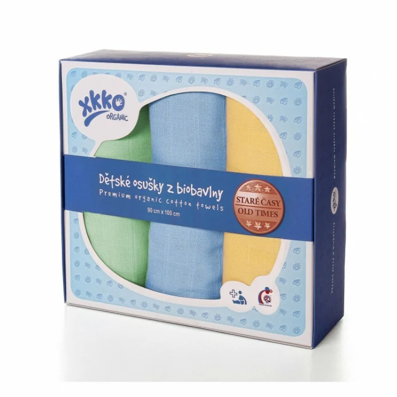 XKKO Organic plienková osuška Staré časy 90x100 pre chlapcov 3ks