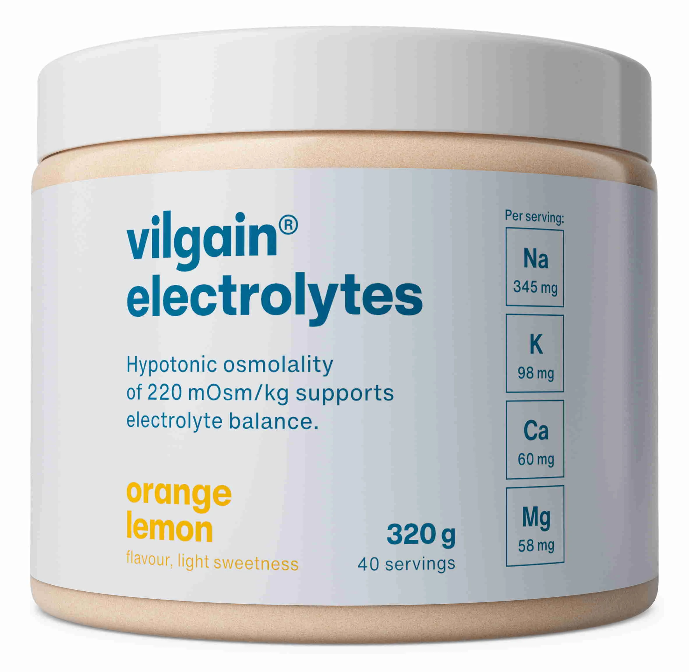 Vilgain Elektrolyty pomaranč & citrón bez stévie 320 g