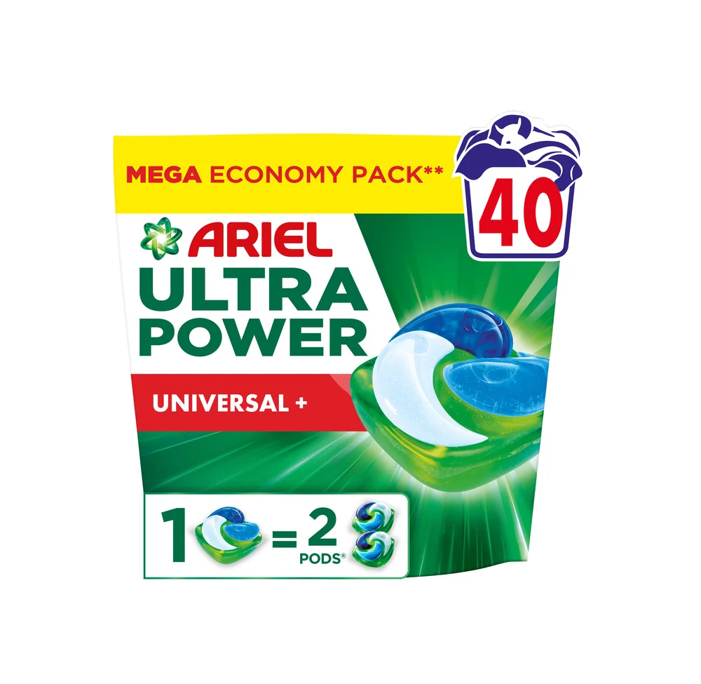 Ariel ULTRA POWER PODS, Kapsule Na Pranie S Tekutým Pracím Prostriedkom, 40 Pranie, Universal+ 1×40 ks