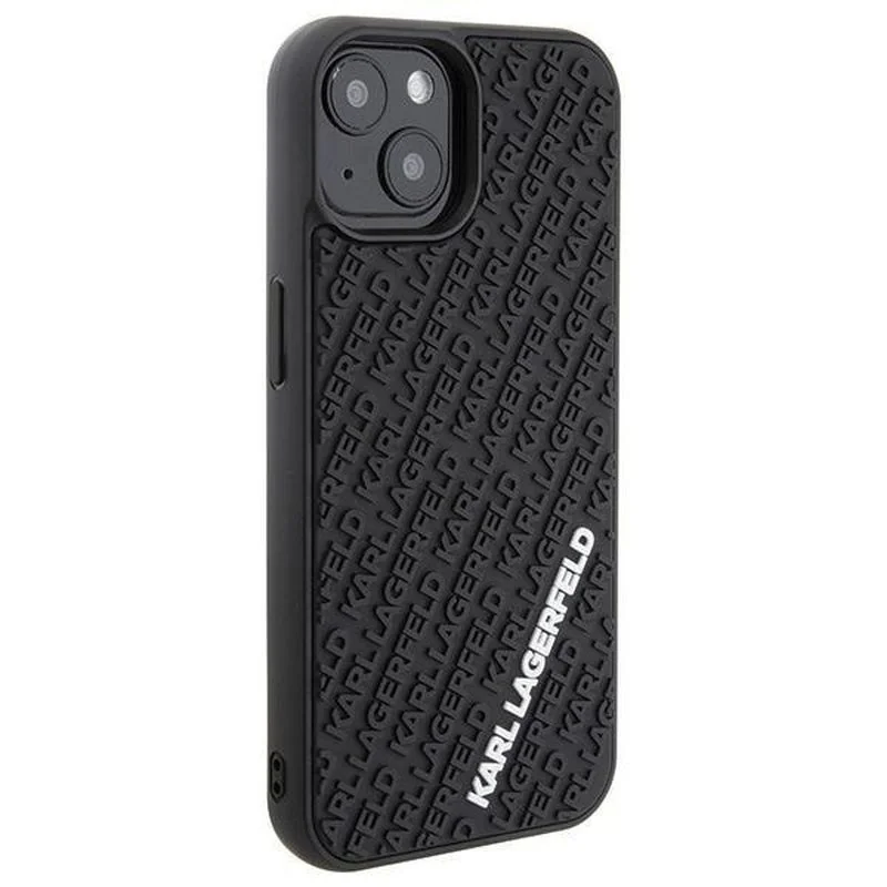 Karl Lagerfeld 3D Rubber kryt na iPhone 15, čierny