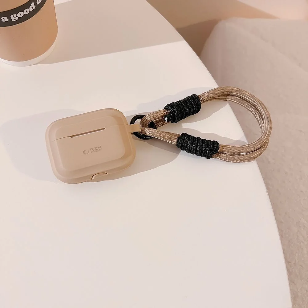 Tech-Protect Silicone Rope puzdro na Apple Airpods Pro 1 / 2, svetlohnedé edé
