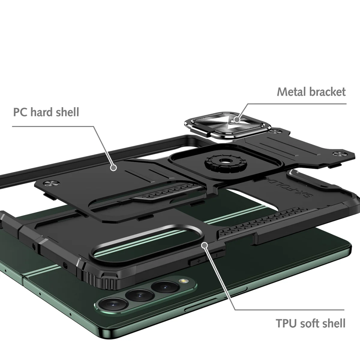 MG Ring Armor plastový kryt na Samsung Galaxy Z Fold 4, ružový