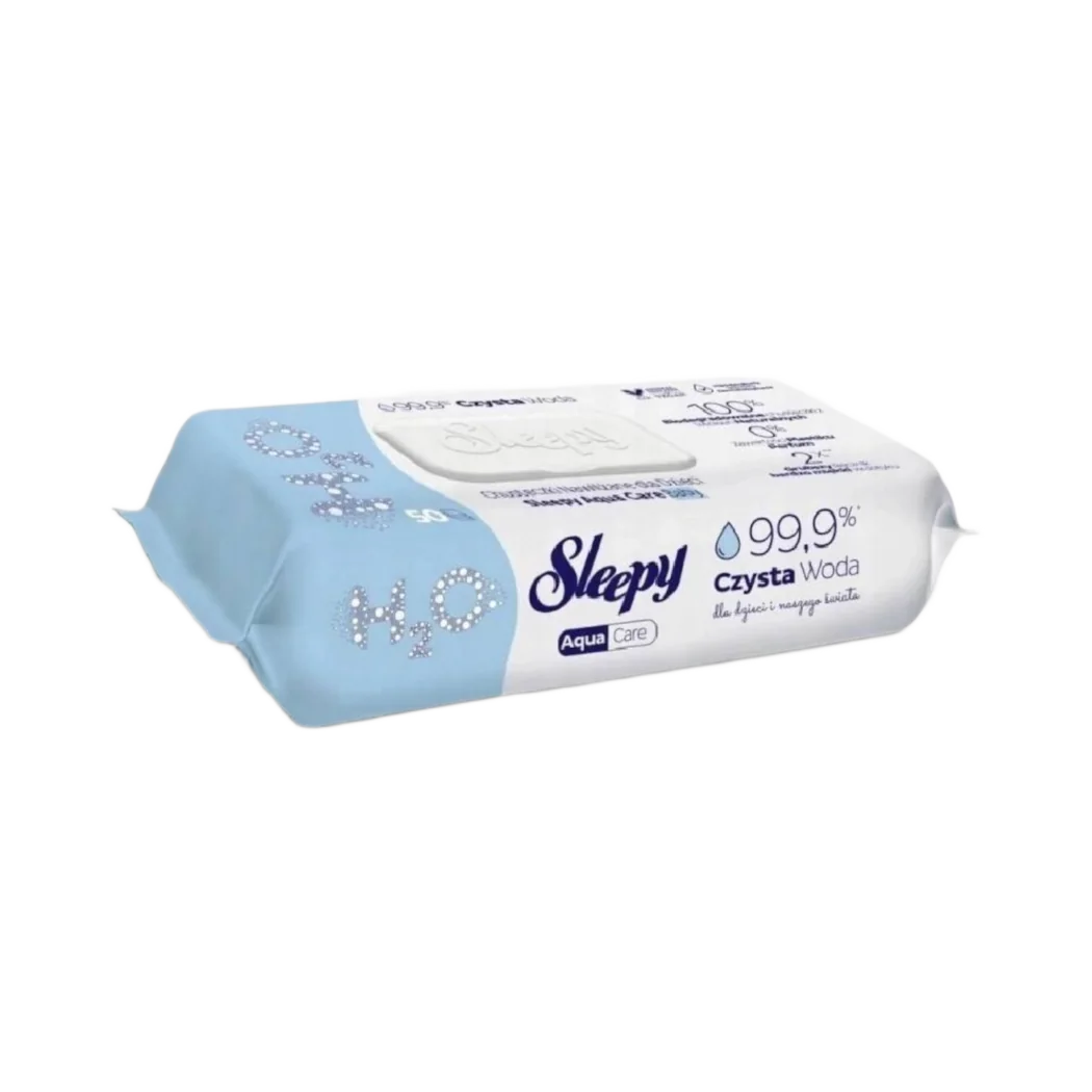 Sleepy Aqua Care detské vlhčené obrúsky s obsahom 99,9% vody výhodné balenie 300 ks (6x50 ks)