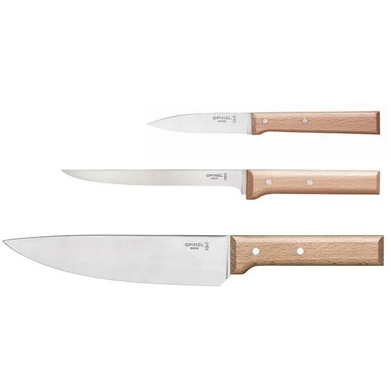 Opinel - Súprava kuchynských nožov Trio Parallele, 3ks, bukové drevo