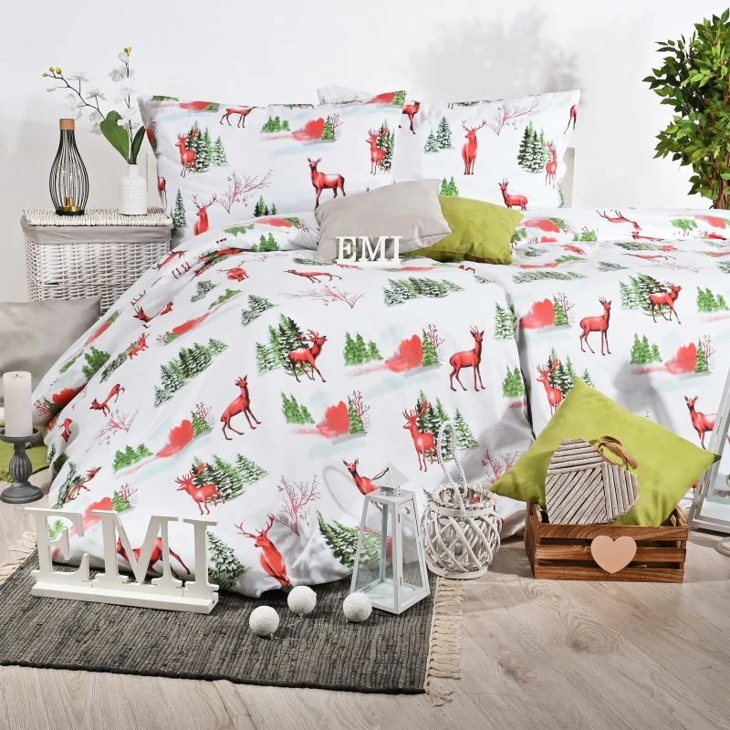 Vianočné bavlnené obliečky Loplant EMI Štandardný set jednolôžko obsahuje 1x 140x200 + 1x 70x90