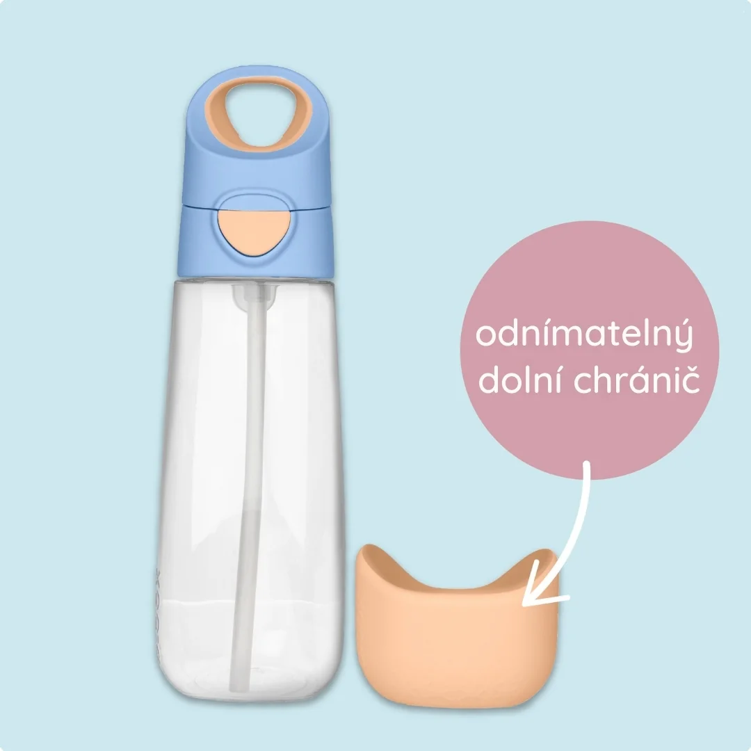 Fľaša na pitie so slamkou 600 ml broskyňová