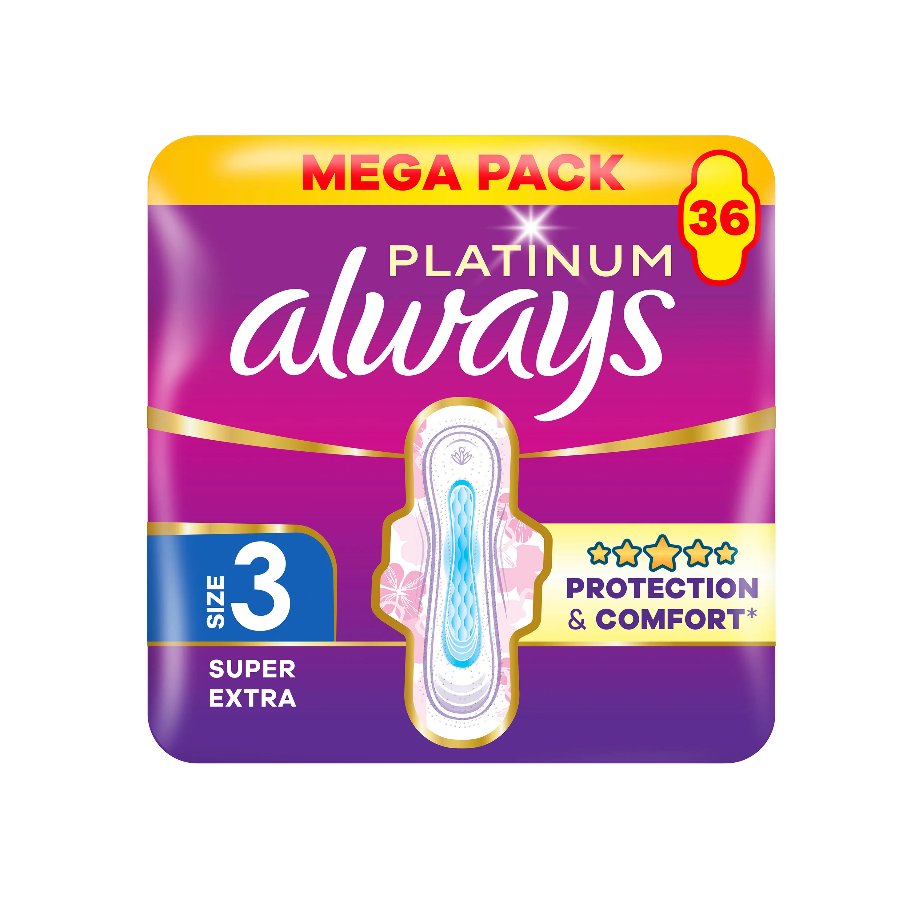 Always Platinum Super Extra hygienické vložky s krídelkami 36ks, veľkosť 3 36 ks