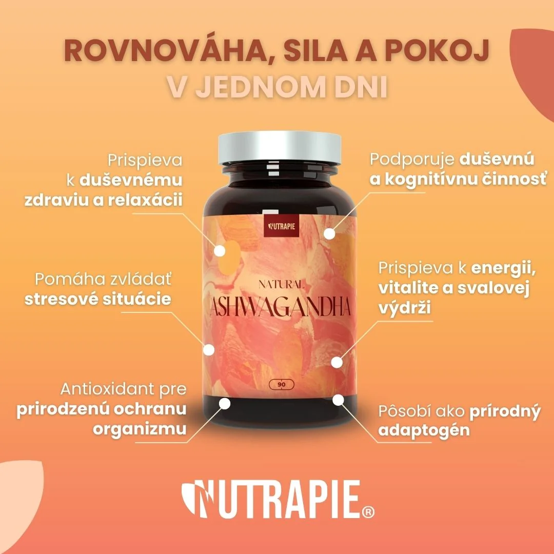 Nutrapie Natural Ashwagandha 1×90 kapsúl, výživový doplnok proti stresu