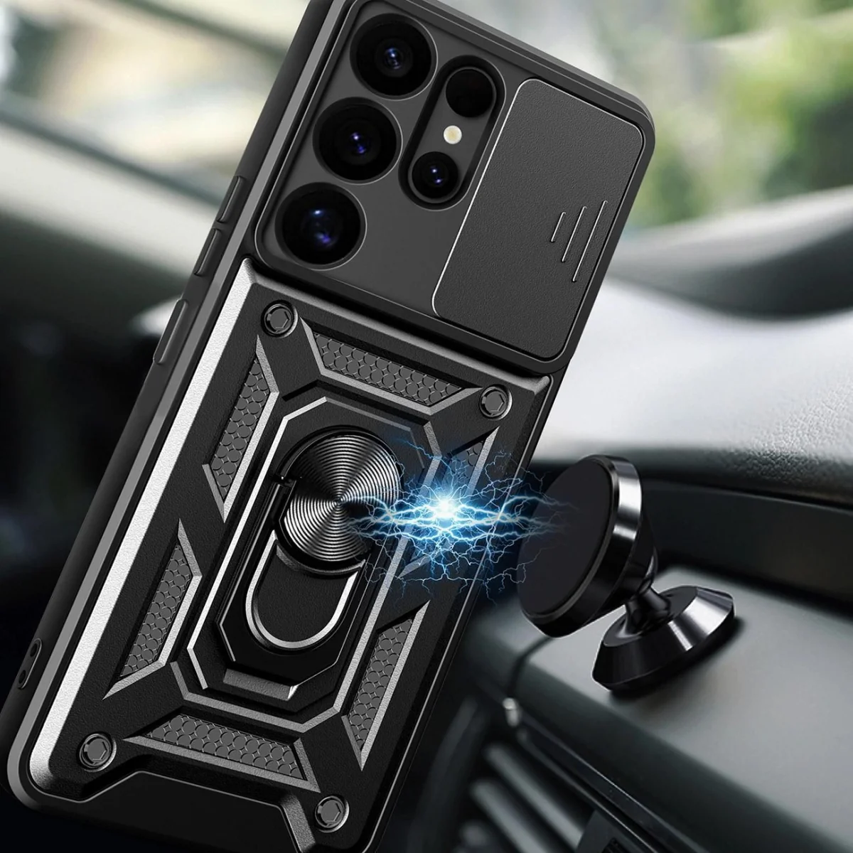 MG Hybrid Armor Camshield kryt na Samsung Galaxy S25 Ultra, čierny