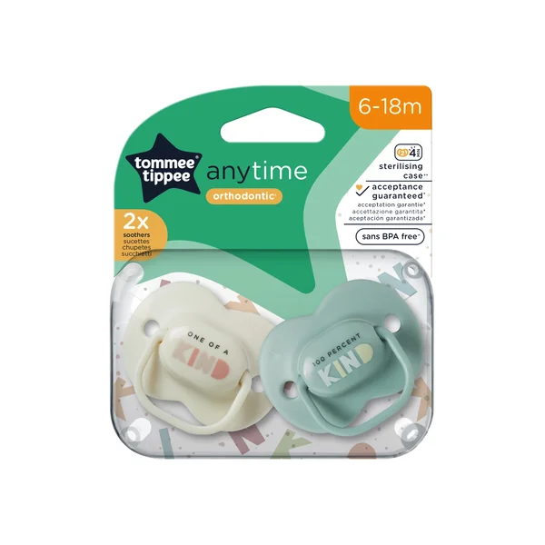 Tommee Tippee Cumlík silikón AnyTime, 6-18m, 2ks - viac farebných variant 1×2 ks, silikónový cumlík