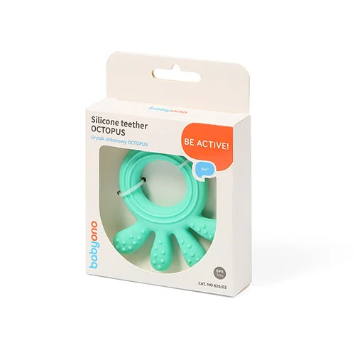 BABYONO Hryzačka silikónová Octopus mint 1×1 ks