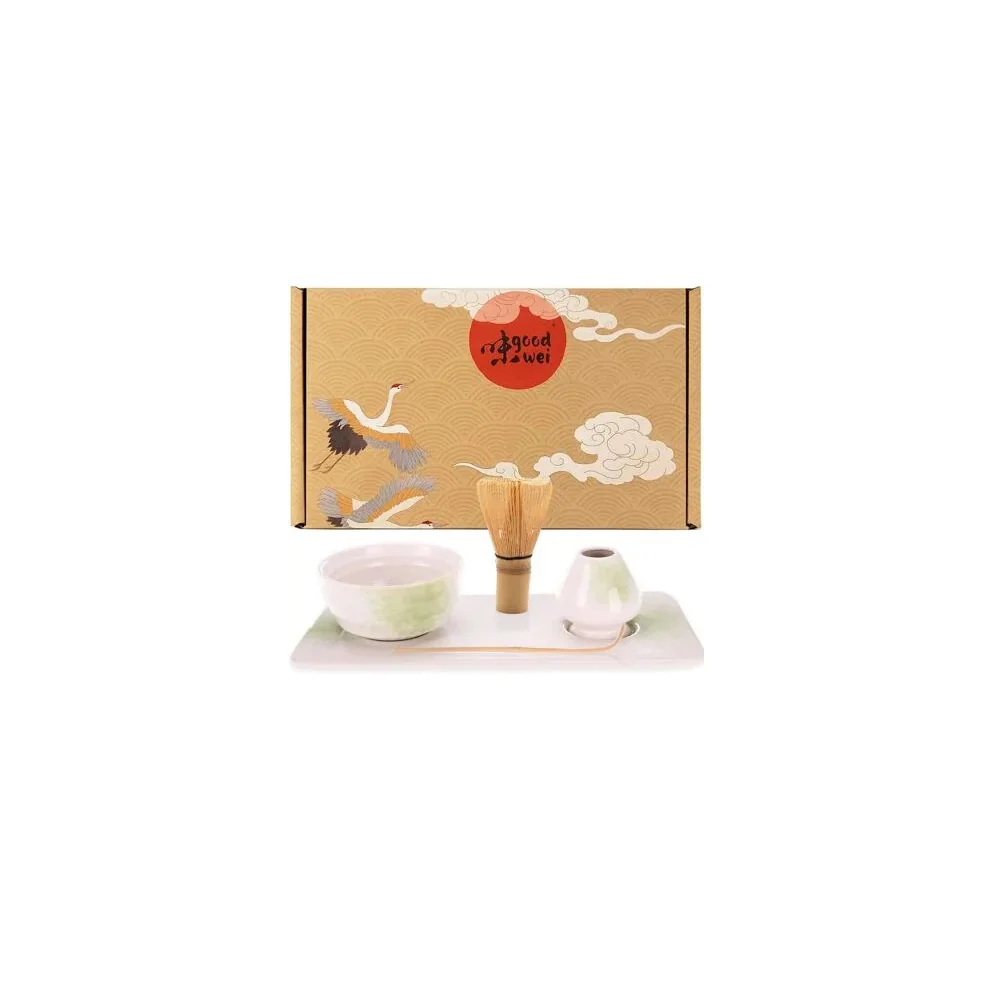 Matcha set "Shiro" s miskou, metlickou, držiakom a keramickým podnosom 1ks