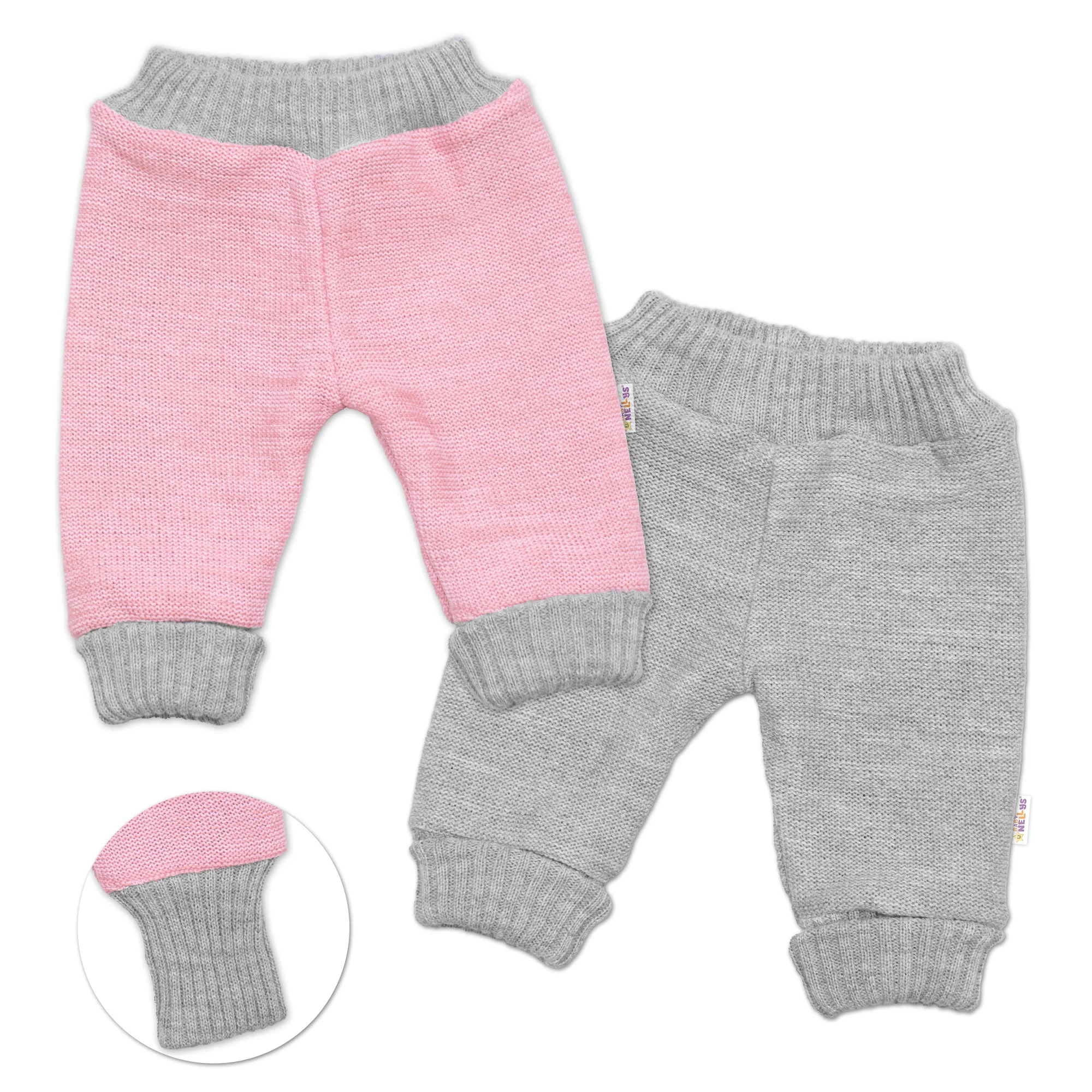 Rastúce obojstranné nohavice Hand Made, ružová-šedá, veľ. 80/86