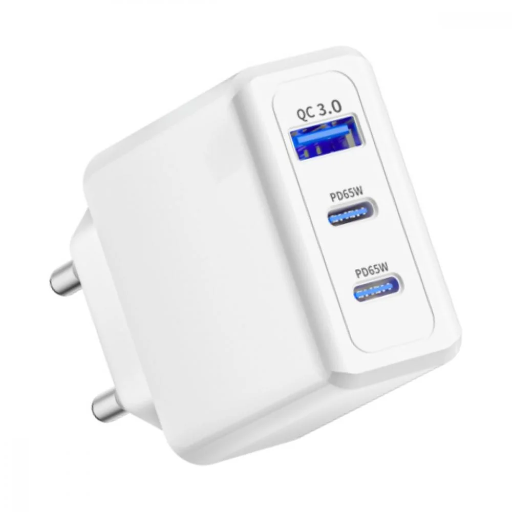 65W rýchlonabíjač s 3-portovým výstupom - biela GaN technológia