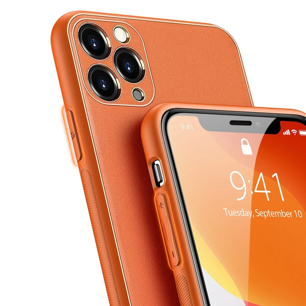DUX DUCIS Yolo kožený kryt na iPhone 11 Pro Max, oranžový