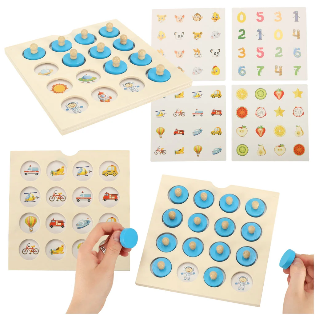 Logická hra drevená, puzzle s hríbikmi a 4 kartami