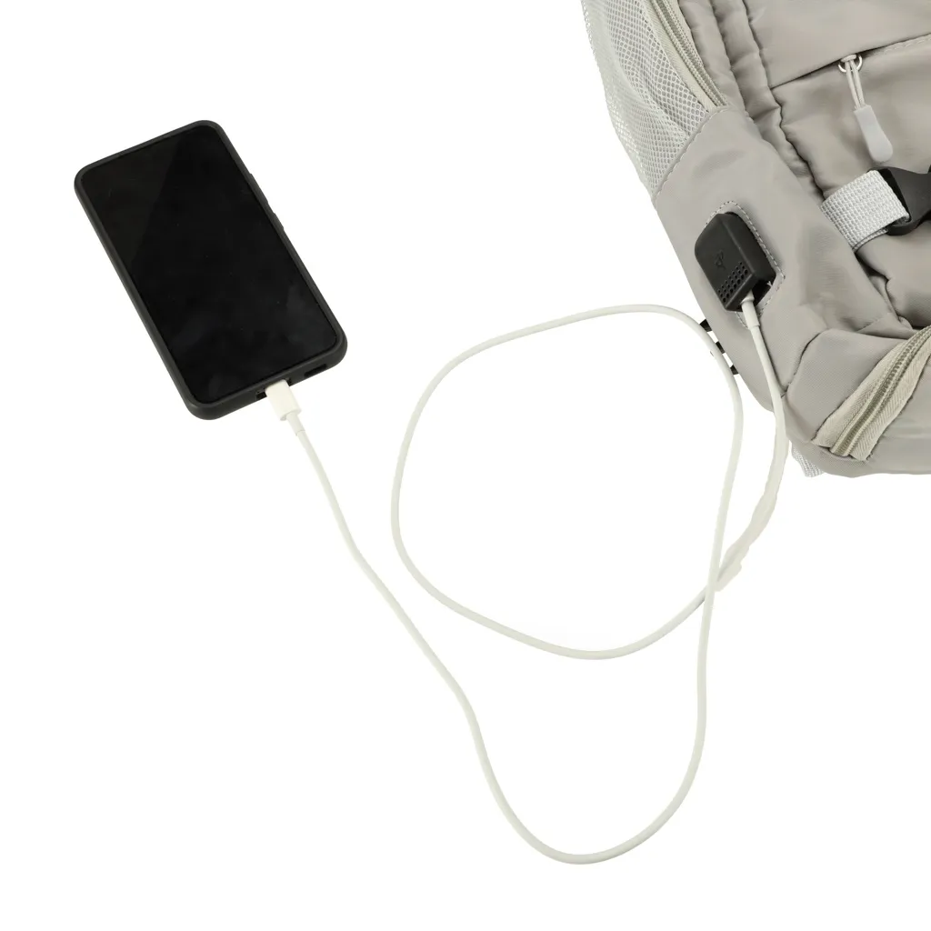 Cestovný batoh do lietadla – vodeodolný, USB port, sivý 45×28×16 cm