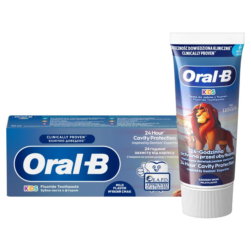 Oral-B Kids Leví Kráľ zubná pasta pre deti od 6 mesiacov do 6 rokov, ovocná príchuť 60 ml
