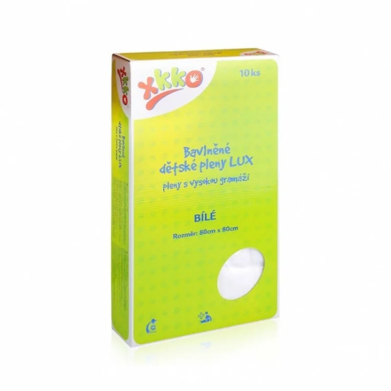 XKKO LUX vysokogramážne bavlnené plienky 80x80 biele 10 ks