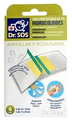 Dr. SOS Hydrocoloidne náplasti 1×6 ks, prúžky mix vodeodolné